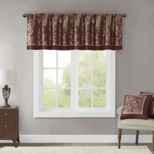 Aubrey Jacquard Window Valance in Burgundy From Madison Park