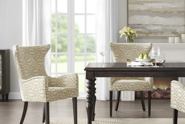 Angelica Arm Dining Chair (set of 2) in Tan From Madison Park