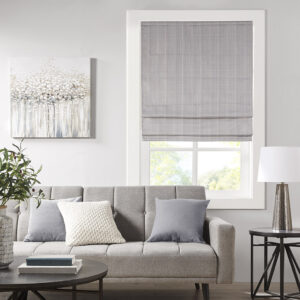 Galen Basketweave Room Darkening Cordless Roman Shade in Grey From Madison Park