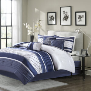 Blaire 7 Piece Comforter Set in Navy From Madison Park