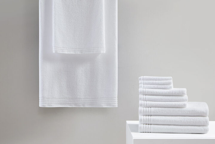 Big Bundle 100% Cotton Quick Dry 12 Piece Bath Towel Set in White From 510 Design