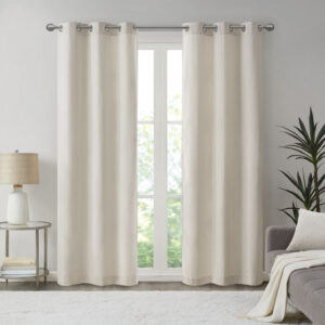 Galen Basketweave Room Darkening Curtain Panel Pair in Ivory From Madison Park