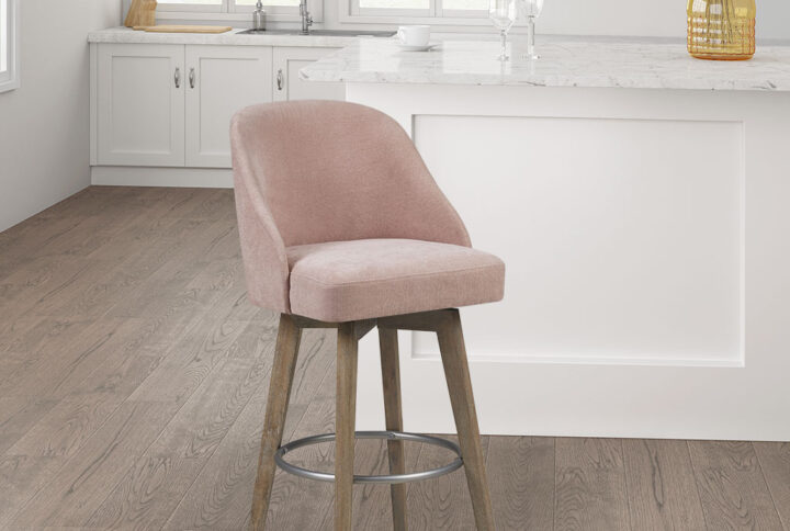 Pearce Bar Stool with Swivel Seat in Pink From Madison Park