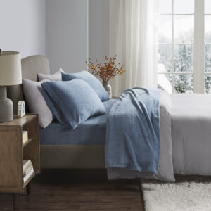 Soloft Plush Micro Plush Sheet Set in Blue From True North by Sleep Philosophy