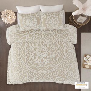 Laetitia 3 piece Tufted Cotton duvet cover set in Taupe From Madison Park