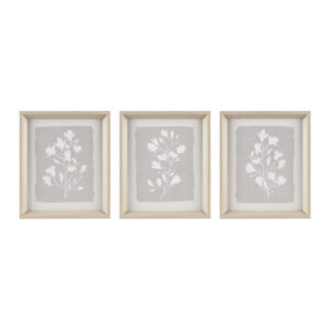 Fair Florets 3-piece Framed Glass Wall Art Set in Beige From Madison Park