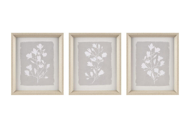 Fair Florets 3-piece Framed Glass Wall Art Set in Beige From Madison Park