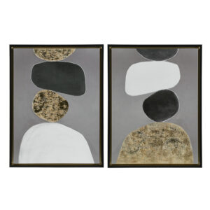 Neutral Stones Figural 2-piece Framed Canvas Wall Art Set in Black From INK+IVY