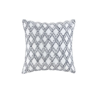 Riko Cotton Embroidered Square Pillow in Navy From INK+IVY