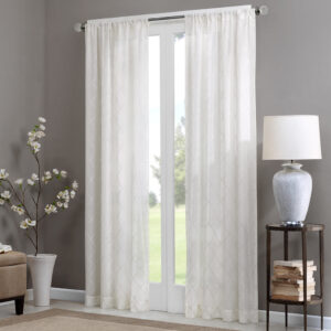 Irina Diamond Sheer Window Curtain Panel in White From Madison Park