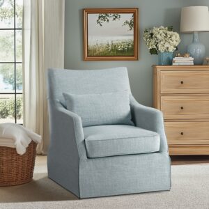 London Skirted Swivel Chair in Light Blue From Martha Stewart