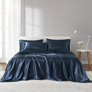 Satin Luxury Sheet Set in Midnight Blue From Madison Park Essentials