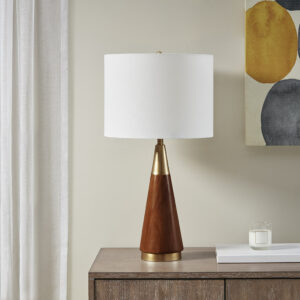 Chrislie Triangular Table Lamp in Gold/Brown From INK+IVY