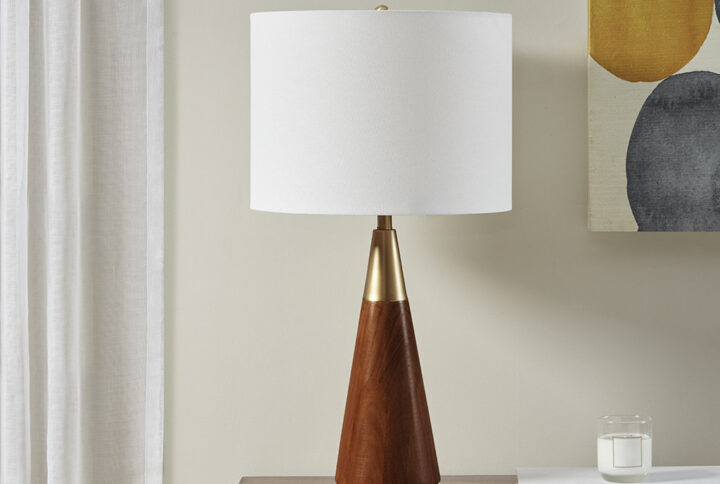 Chrislie Triangular Table Lamp in Gold/Brown From INK+IVY