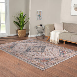 Jasmine Vintage Medallion Woven Area Rug in Orange Multi From Madison Park