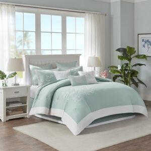 Coastline Oversized Cotton Jacquard Comforter Set in Aqua From Harbor House