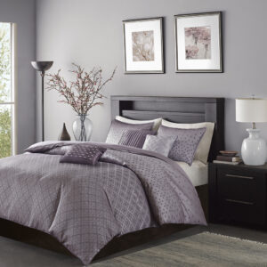 Biloxi 6 Piece Jaquard Duvet Cover Set in Purple From Madison Park