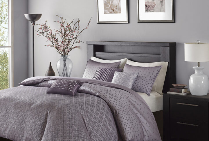 Biloxi 6 Piece Jaquard Duvet Cover Set in Purple From Madison Park