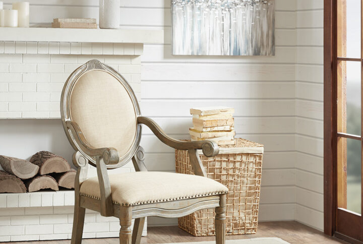 Brentwood Exposed Wood Arm Chair in Beige From Madison Park