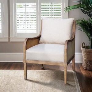 Morgan Cane Accent Chair with Removable Back Cushion in Reclaimed Natural From Martha Stewart