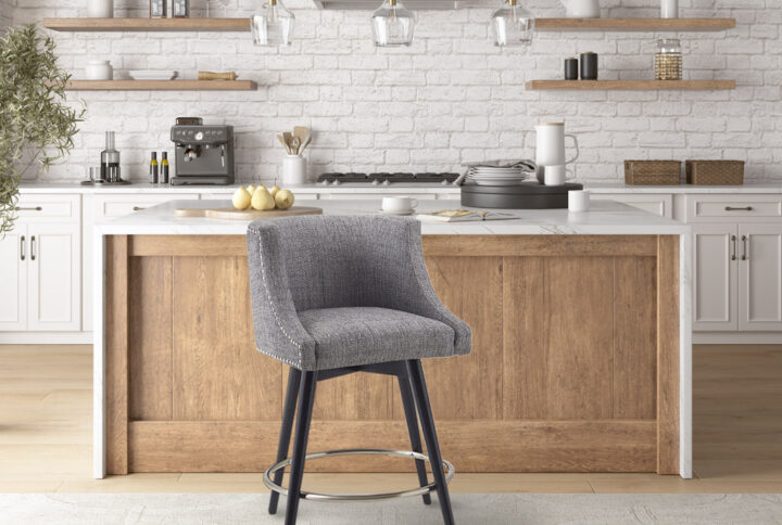 Mateo Swivel Counter Stool in Grey From Madison Park