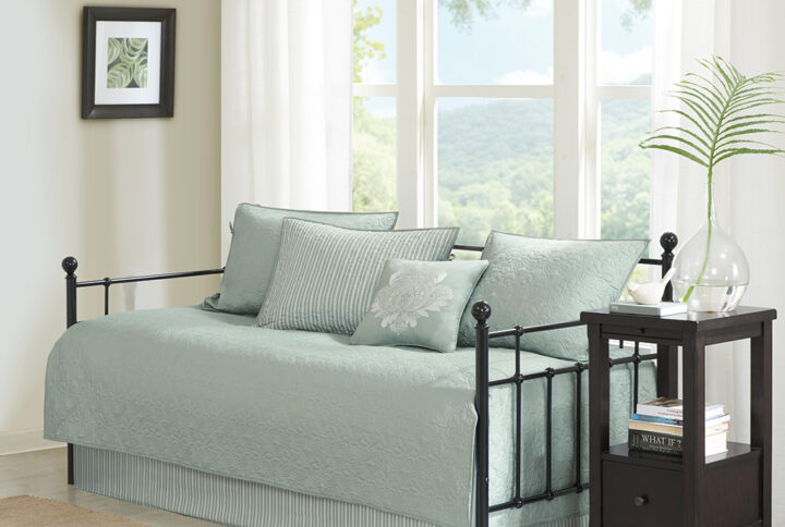 Quebec 6 Piece Reversible Daybed Cover Set in Seafoam From Madison Park