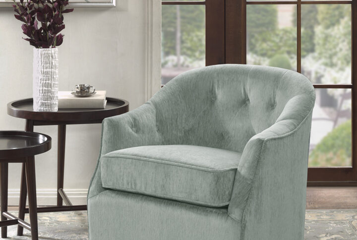 Calvin Swivel Chair in Light Green From Madison Park