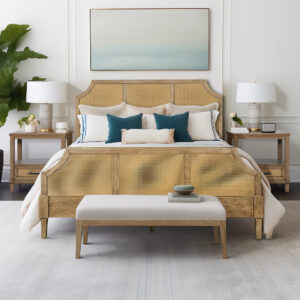 Salina Woven Cane Queen Platform Bed in Toasted Almond From Martha Stewart