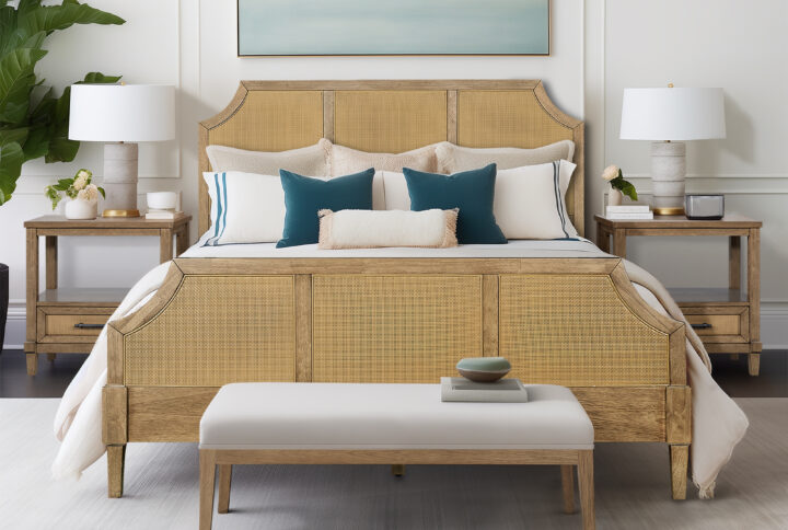 Salina Woven Cane Queen Platform Bed in Toasted Almond From Martha Stewart