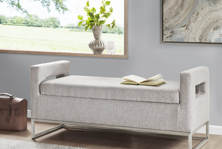 Crawford Soft Close Storage Bench in Grey From Madison Park