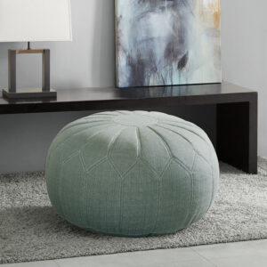 Kelsey Round Pouf Ottoman in Seafoam From Madison Park