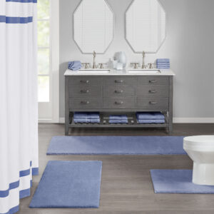 Marshmallow Bath Rug in Blue From Madison Park Signature