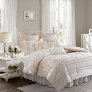 Serendipity Cotton Percale Comforter Set in Peach From Madison Park