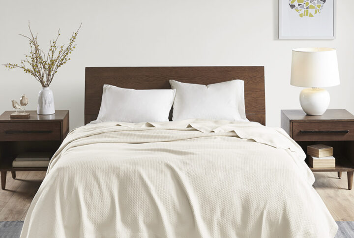 Egyptian Cotton Blanket in Ivory From Madison Park