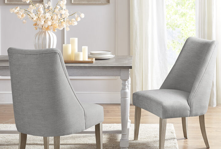 Winfield Upholstered Dining chair Set of 2 in Light Grey From Martha Stewart