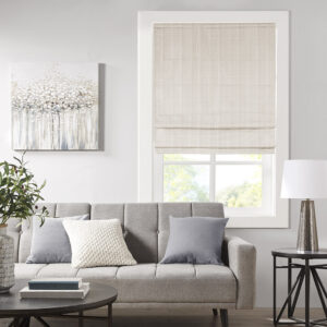 Galen Basketweave Room Darkening Cordless Roman Shade in Ivory From Madison Park