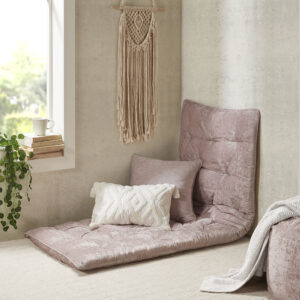 Edelia Poly Chenille Lounge Floor Pillow Cushion in Blush From Intelligent Design