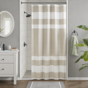 Spa Waffle Shower Curtain with 3M Treatment in Taupe From Madison Park