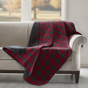 Woolrich Check Quilted Throw in Red From Woolrich