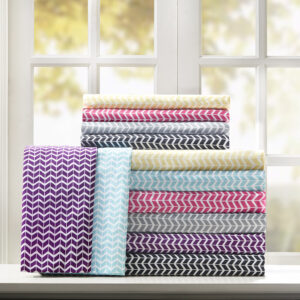 Chevron Printed Microfiber Sheet Set in Pink From Intelligent Design