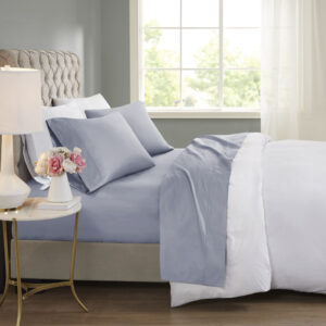 600 Thread Count Cooling Cotton Blend 4 PC Sheet Set in Blue From Beautyrest