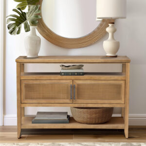 Naomi 2 Door Storage Console Table in Honey From Martha Stewart