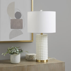 Grace Ivy Textured Dot Table Lamp in White/Gold From INK+IVY