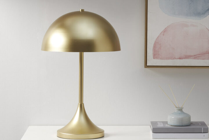 Bryson Dome-Shaped 2-Light Metal Table Lamp in Gold From INK+IVY