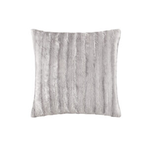 Duke Faux Fur Square Pillow in Grey From Madison Park