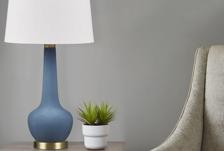 Zazie Ceramic Genie Table Lamp in Blue From 510 Design