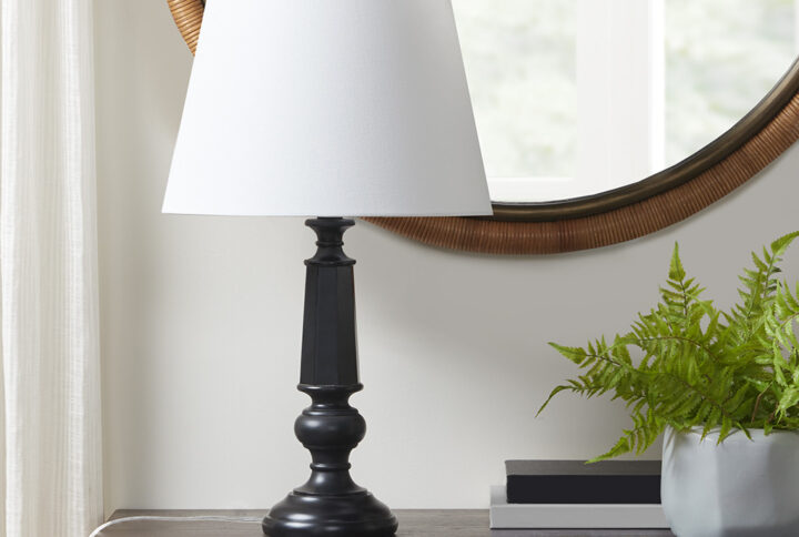 Landsdown Black Faceted Table Lamp 24.25"H in Black From Martha Stewart