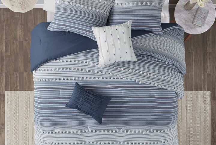 Calum Cotton Jacquard Comforter Set in Navy From Urban Habitat