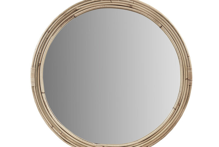 Luna Natural Rattan Round Wall Mirror in Natural From Martha Stewart