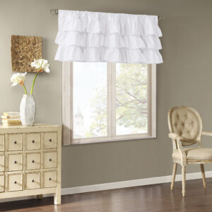 Anna Cotton Oversized Ruffle Valance in White From Madison Park